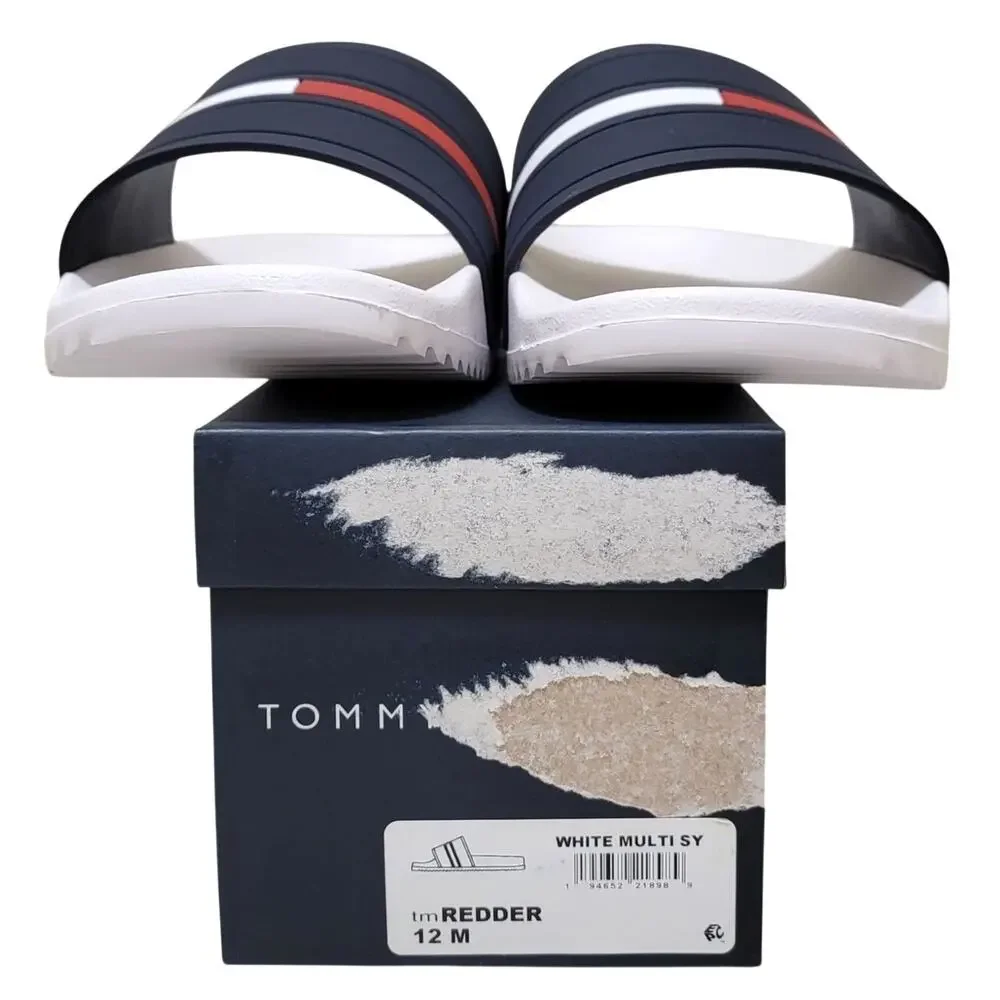 Tommy Hilfiger Men Redder Pool Beach Slide Sandals Size US 12M White Striped